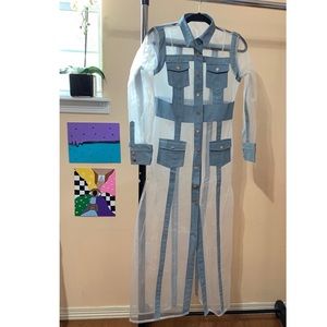 A’gaci Organza/Denim Maxi Dress